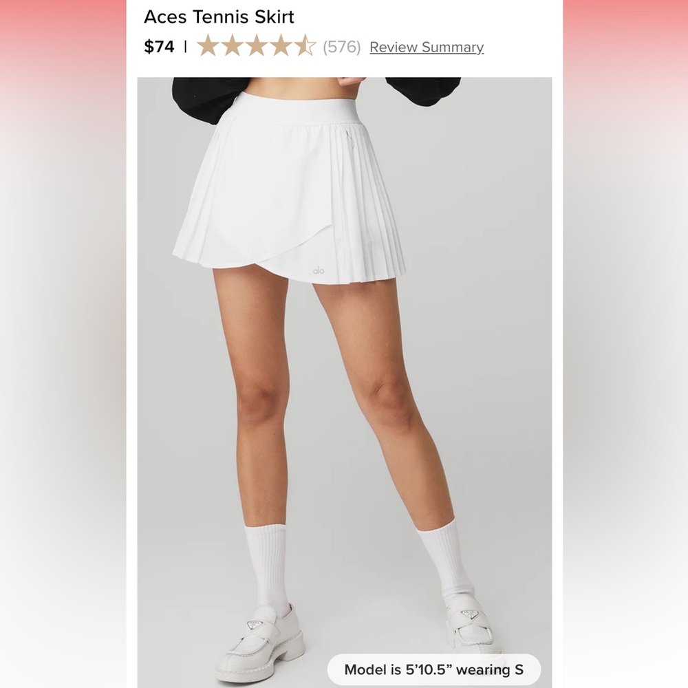 ALO Aces White Tennis Skirt - M